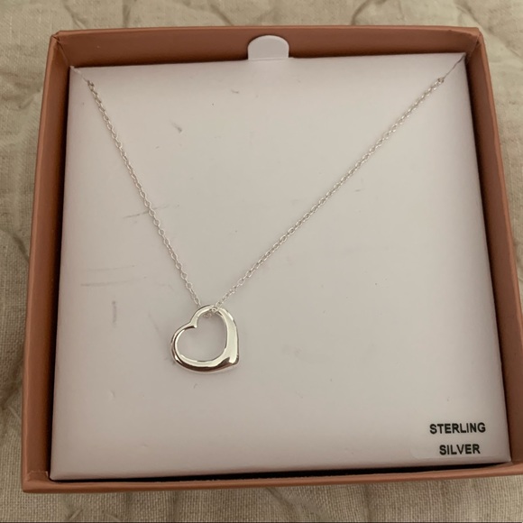 NWB Sparkle & Shine Sterling Silver 925 Open Heart Pendant Necklace - Picture 2 of 7